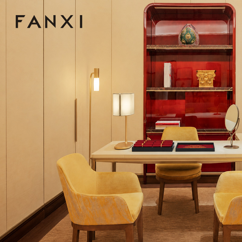 FANXI Fashion Red Leather Silk Jewelry Storage Tray