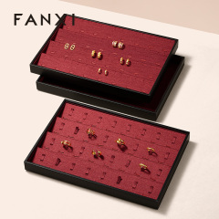 FANXI Fashion Red Leather Silk Jewelry Storage Tray