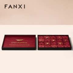 FANXI Fashion Red Leather Silk Jewelry Storage Tray