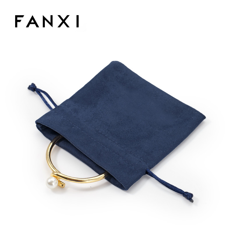 FANXI Custom Blue Velvet Jewelry Pouch