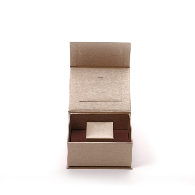 FANXI Custom Beige Paper Microfiber Magnetic Jewelry Box