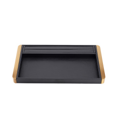 FANXI Custom Black Leather Metal Jewelry Tray