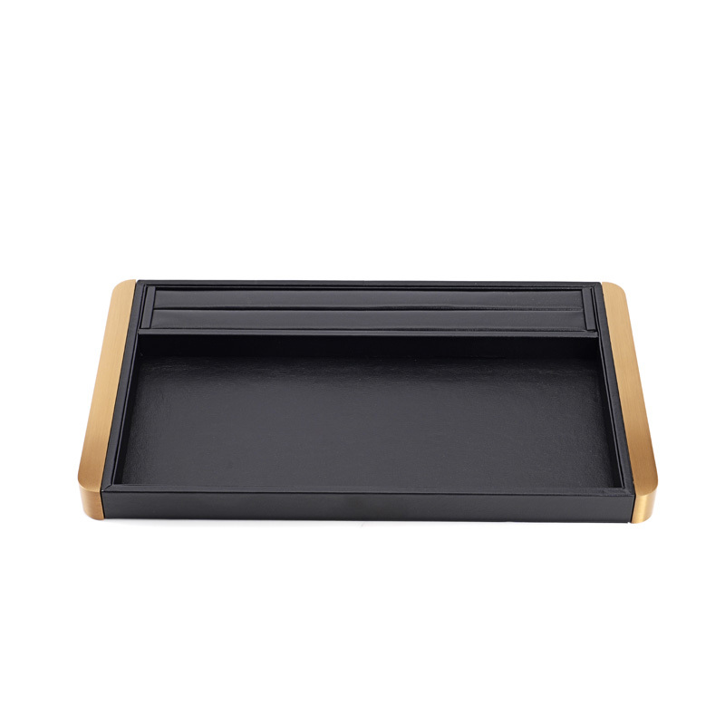 FANXI Custom Black Leather Metal Jewelry Tray