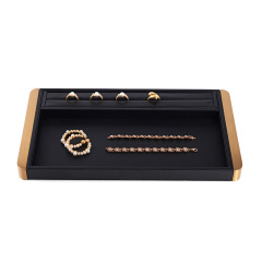 FANXI Custom Black Leather Metal Jewelry Tray