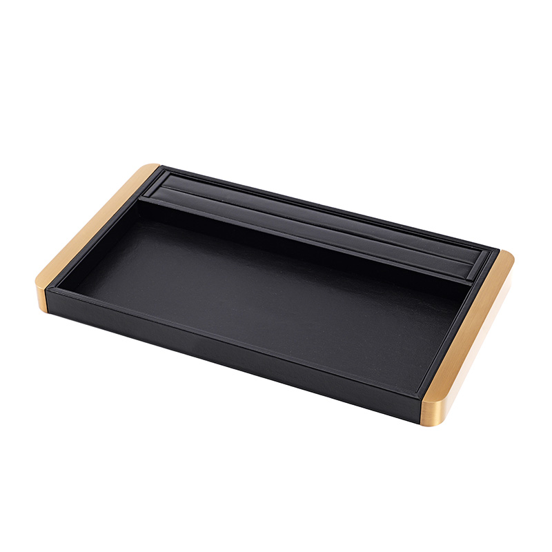 FANXI Custom Black Leather Metal Jewelry Tray