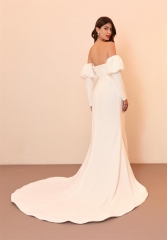 WT4372A Elegant fit & flare Crepe dress, detachable Long sleeves