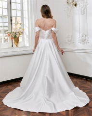 WT4850 New pleating Mikado Aline, detachable sleeves