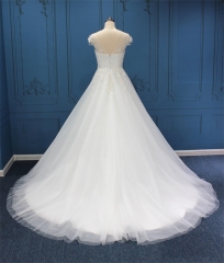 WT4685 Cap sleeve Aline,Top lace beading, 3D flower