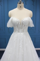 WT4814 New exquiste lace beading Aline, detachable off straps