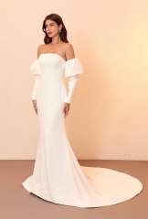 WT4372A Elegant fit & flare Crepe dress, detachable Long sleeves