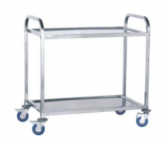 0451   Dismounting Square Tube Stainless Steel Two-Layers Dining Cart (Stainless Steel/Stainless Iron)