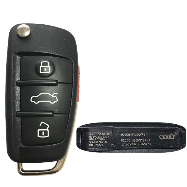 CN008066 Original Audi 4 Button Flip Key Remote Key Fob 315MHZ 8V0 837 ...