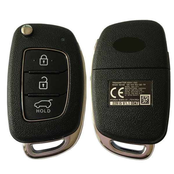 CN020092 2016-2017 Hyundai I10 Remote Flip Key 3B 433MZ PCF7938 95430-A0100