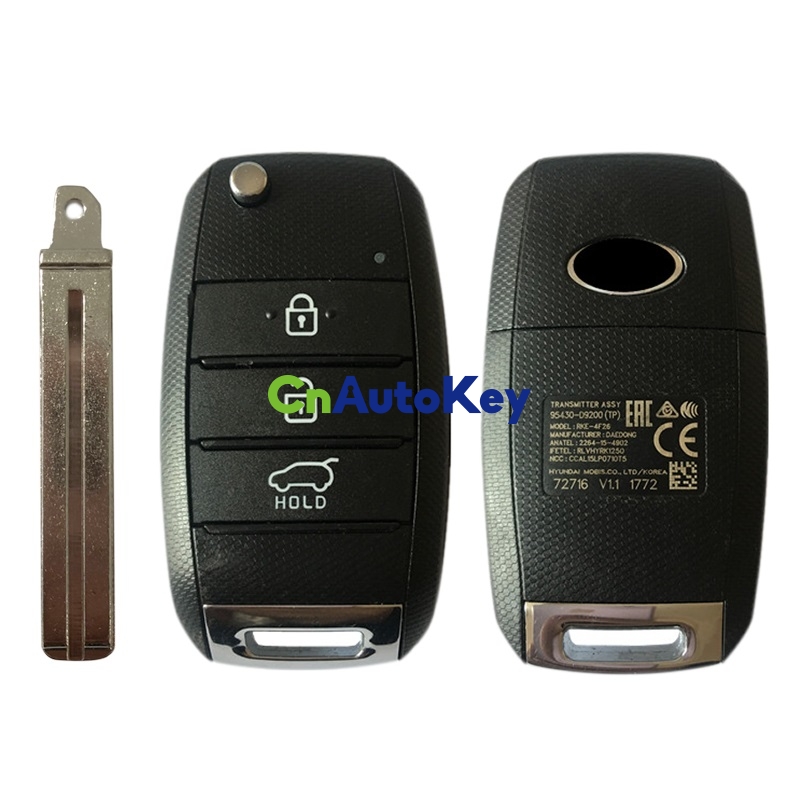 CN051035 ORIGINAL Flip Key for Kia Sportage 3Buttons 433 MHz 4D60 80 ...