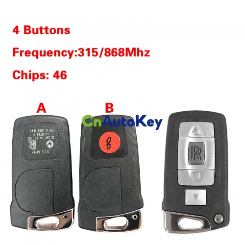 CN078006 For Rolls-Royce Phantom 4-Button Smart Key 46 chip 315/868Mhz