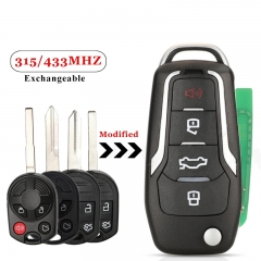 CN018158 315/433MHz 4D63 Modified Remote Key For Ford Escape Focus C-Max Transit...