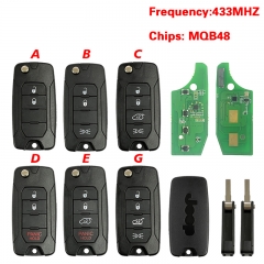CN086065 Folding Remote Car Key 2ADFTFI5AM433TX MQB48 Chip 433MHz For Jeep Reneg...