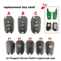 CS009060 replacement key shell for Peugeot Citroen Fiat C3 original pcb type