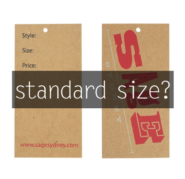 What's hang tag standard size?