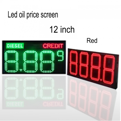 Red Color 12 inches Gas Oil Petrol station LED Price Sign