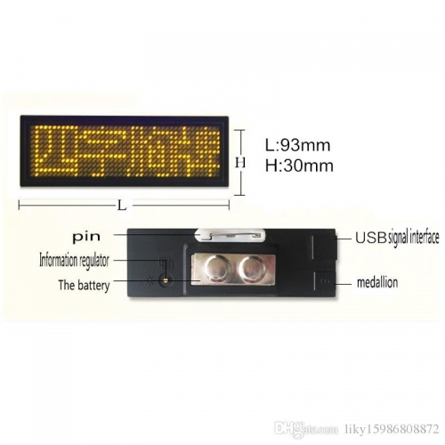 44x11 yellow LED business card signs display board advertising rechargeable programmable business badges led signs