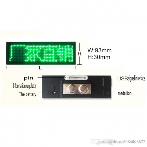 44x11 green LED business card signs display board advertising rechargeable programmable business badges led signs