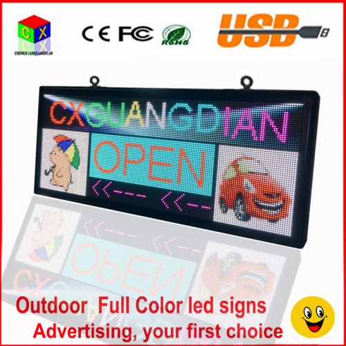 RGB Full Color LED Sign 40''x18''/ Support Scrolling Text LED Advertising Screen / Programmable Image Video Outdoor LED Display