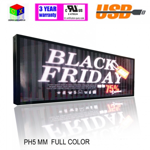 66"x28" RGB Full color  P5 Indoor LED Message Sign Moving Scrolling led Display Board for shop windows
