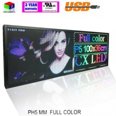 39"x14" RGB Full color  P5 Indoor LED Message Sign Moving Scrolling led Display Board for shop windows