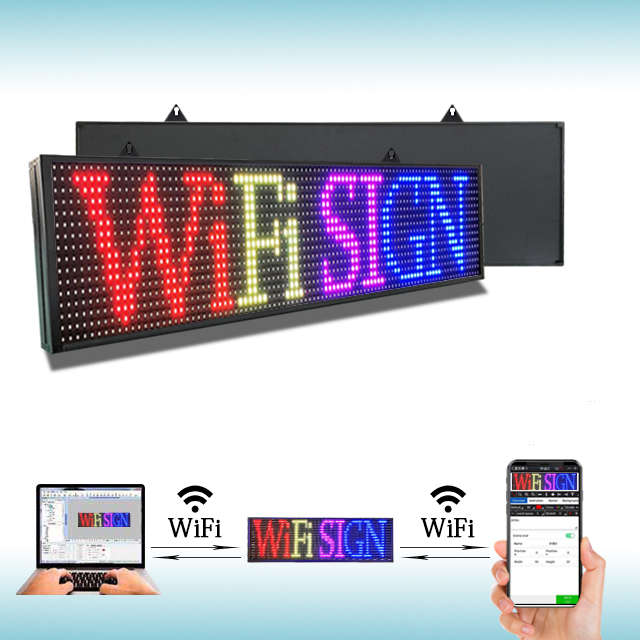LED Scrolling Sign 40"*8" Outdoor Message Board Full Color Programmable Wifi RGB 
