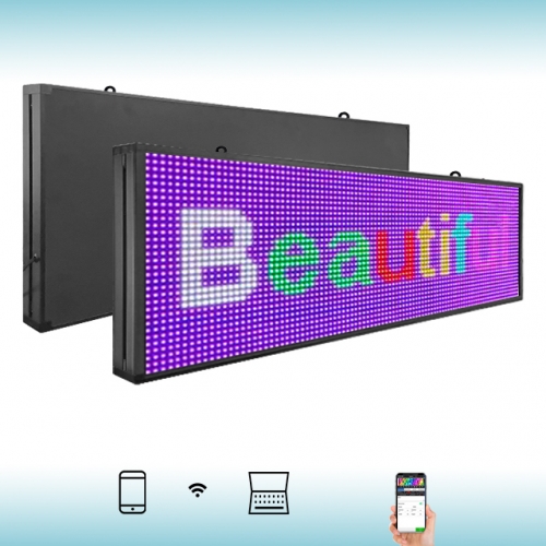 CX PH10mm WiFi Sign 64 x 14 inch Outdoor Led Sign Scrolling Message Board RGB Full Color Display with SMD Technology for Advertising and Business