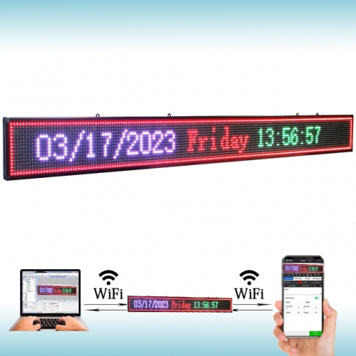 CX PH10mm WiFi Sign 77x 8 inch Semi-outdoor Led Sign Scrolling Message Board RGB Full Color Display with SMD Technology for Advertising and Business