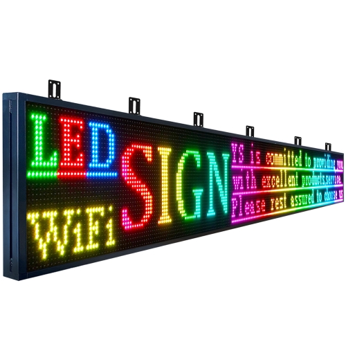 CX P10 Outdoor Programmable LED Sign Display,（115’’x14’’） LED Scrolling Sign Message Board, RGB Full Color Digital Signage Displays for Business, APP