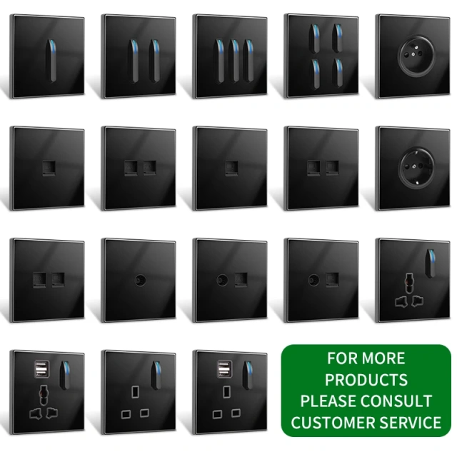 {产品},86 Type Switch Socket Black Tempered Glass Panel Piano Key 16A Air Conditioning Plug,86 Type Switch Socket Black Tempered Glass Panel Piano Key 16A Air Conditioning Plug,UPAD775 MyShop