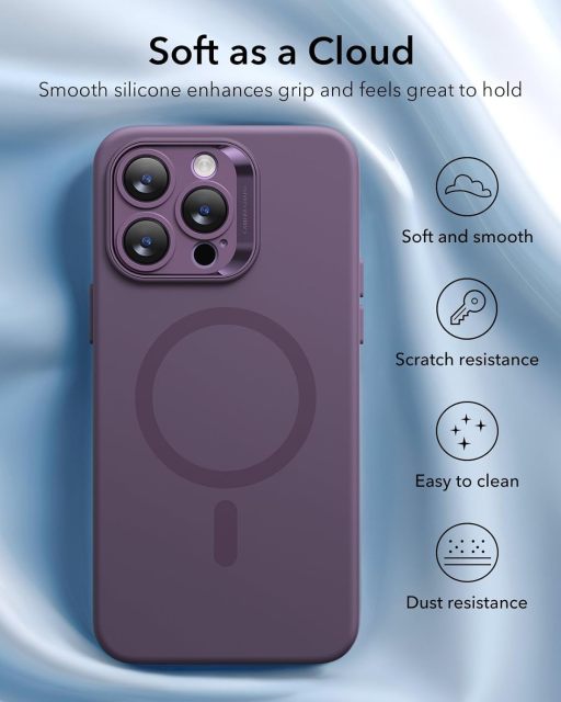 {产品},ESR for iPhone 14 Pro Case with MagSafe, Supports Magnetic Charging, Smooth & Slim Silicone Case, Shockproof, Full Screen and Camera Protection, Soft Microfiber Lining,Purple,ESR for iPhone 14 Pro Case with MagSafe, Supports Magnetic Charging, Smooth & Slim Silicone Case, Shockproof, Full Screen and Camera Protection, Soft Microfiber Lining,Purple,UPAD775 MyShop