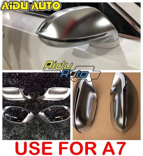 High quality 1 pair For Audi A7 Side Assist Support matt Silver chrome mirror case rearview cover shell