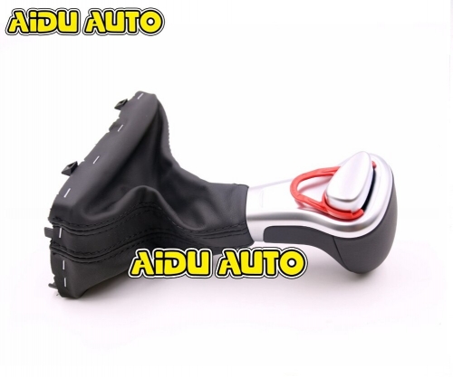 Leather Gear Lever AT Shift Knob Cover For Audi A3 A4 A5 A6 Q5 Q7