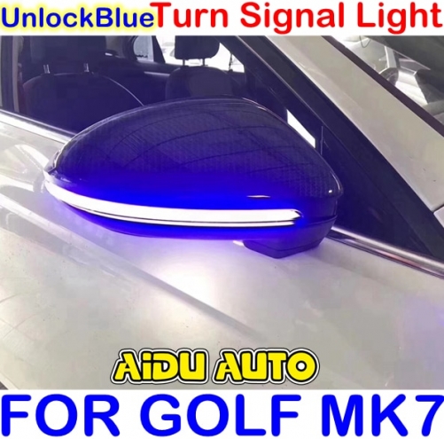 Unlock Blue LED Flowing Rear View Dynamic Sequential MIRROR Water Turn Signal Light For VW Golf 7 MK7 VII