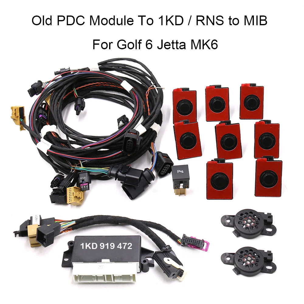 For Golf 6 Jetta MK6 PQ46 Upgrade Old PDC Module To 1KD / RNS to MIB Park Pilot Front and Rear 8 Sensor 8K PDC OPS