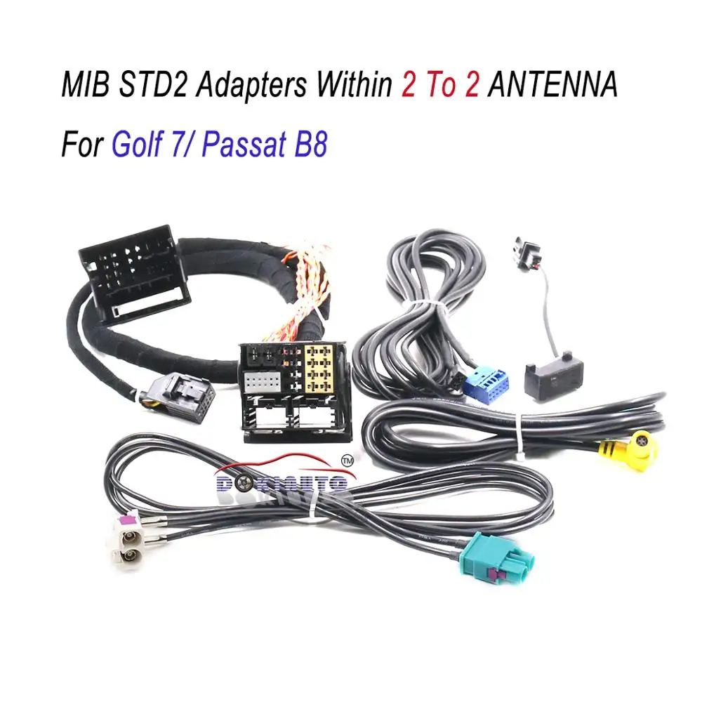 MIB STD2 ZR NAV Discover Pro Radio Adapter Cable Wire harness with 2 to 2 cable For Golf 7 MK7 Passat B8 Tiguan MQB CAR