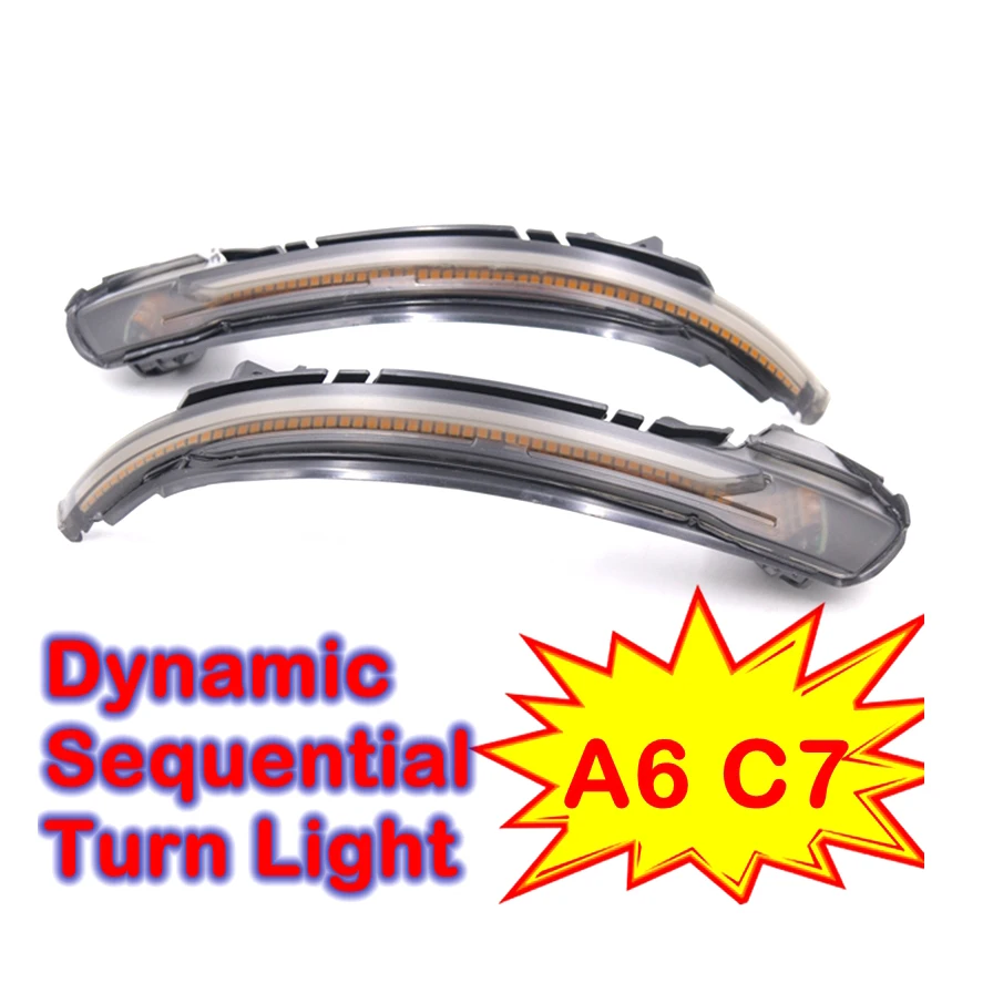 LED Flowing Rear View Dynamic Sequential MIRROR Turn Signal Light For Audi A6 C7