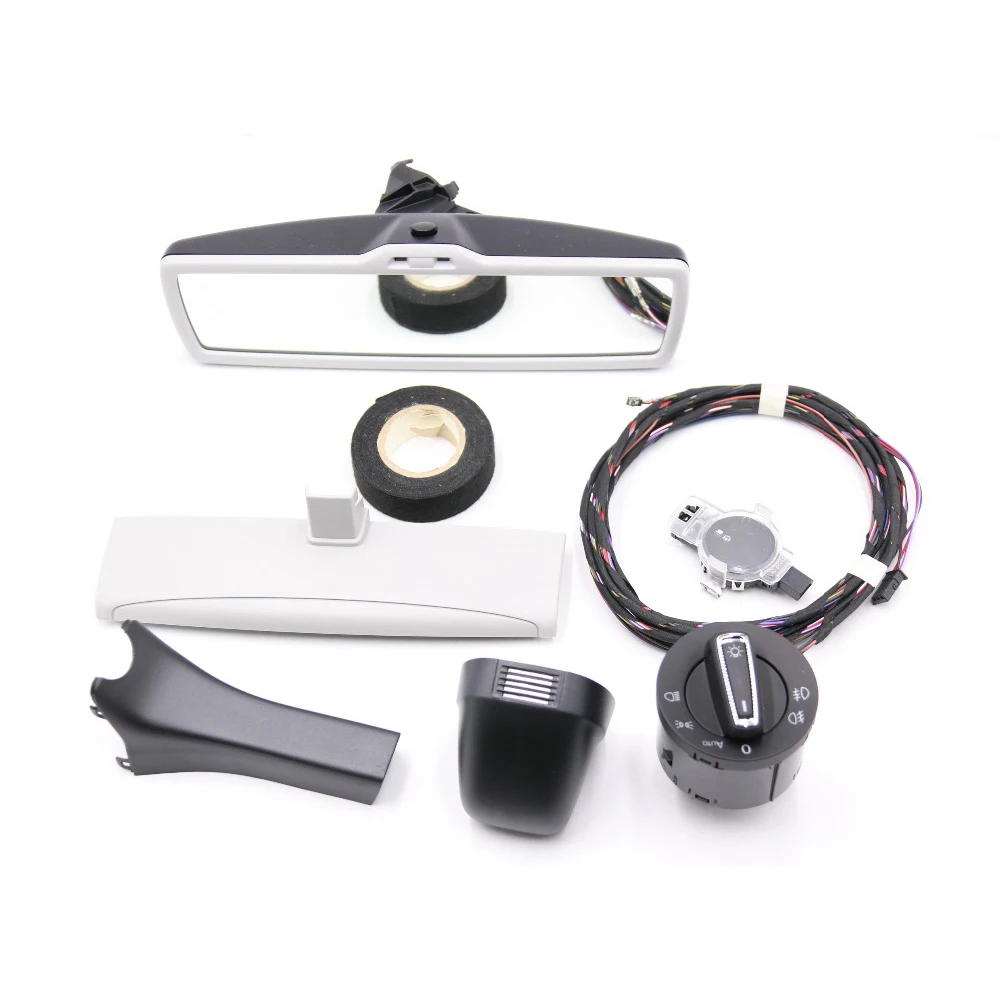 Auto headlight switch+Rain Light Wiper Sensor Anti-glare Dimming Rear View Mirror For VW Golf 7 MK7