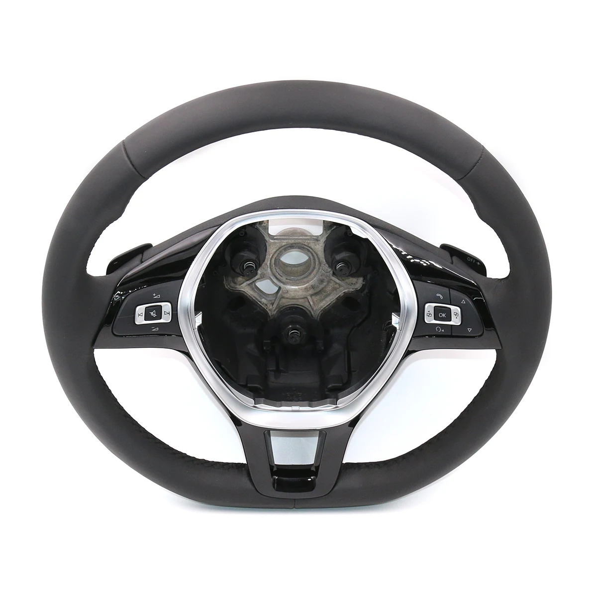 For VW Polo Jetta MK6 Tiptronic Sports Paddle Flat Steering Wheel Perforated Leather D-Shape Style