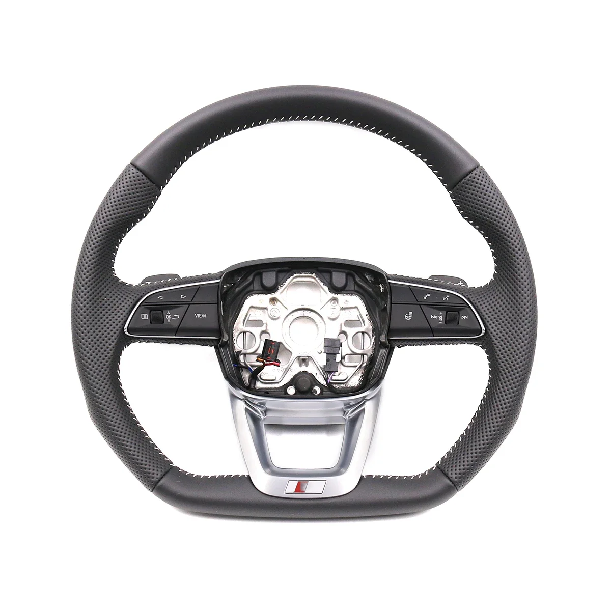 For Audi Q3 F3 Heating Sports Flat Steering Wheel Perforated Leather D-Shape Style