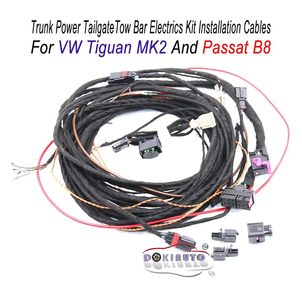 Trunk Power tailgate Tow Bar Electrics Kit Install harness Wire Cable For VW Tiguan MK2 Passat B8