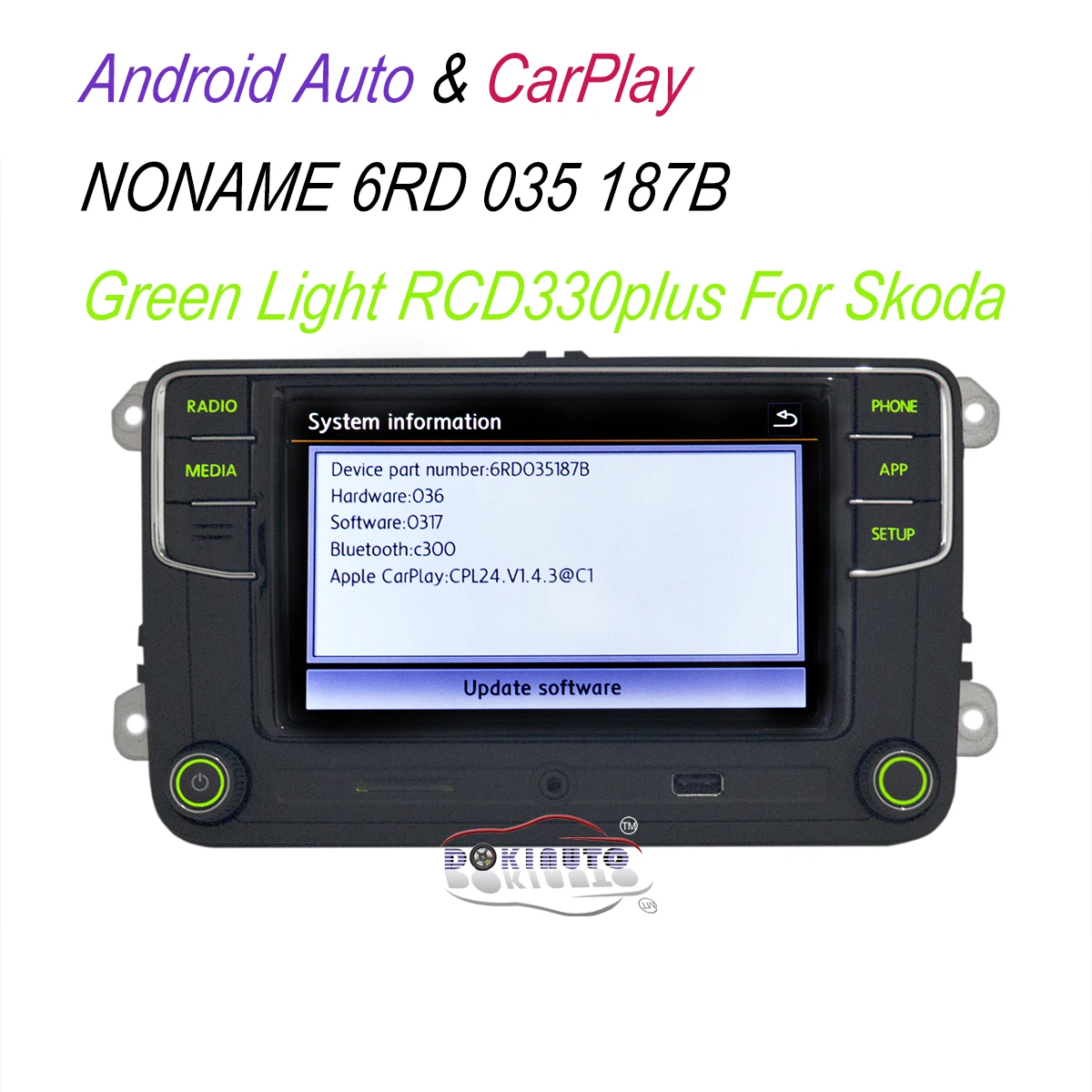 RCD510 RCD330 RCD330G Plus Radio Green Button light Carplay Android Auto For Skoda Octavia Fabia Superb Yeti