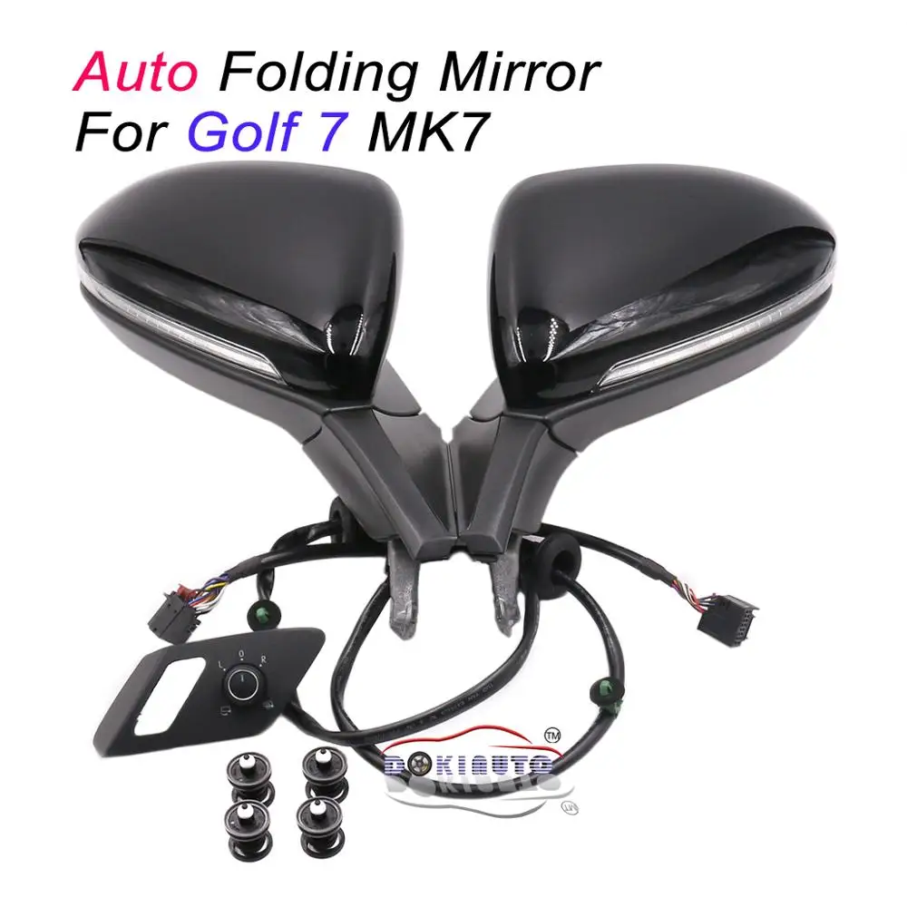 For VW Golf 7 MK7 VI Mirror With BLACK Cover AUTO folding electric folding Mirror Switch GLASSES Cover