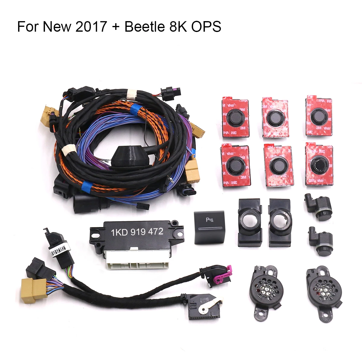 For New 2017 + Beetle Upgrade Old PDC Module To 1KD / RNS to MIB Park Pilot Front and Rear 8 Sensor 8K Parking PDC OPS