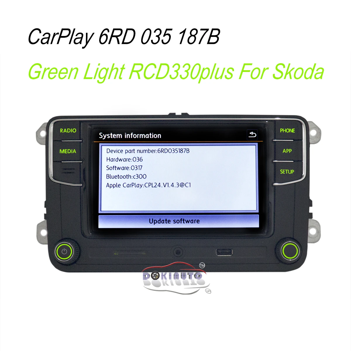 Desay SV Green backlight German Russian Turkish Language 187B RCD330 Plus CarPlay Radio For Skoda Octavia A5 fabia