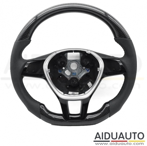 Replacement For VW Caddy Leather Real Carbon Fiber Steering Wheel
